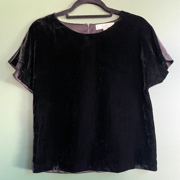 LOFT Tops - Ann Taylor LOFT | Velvet & Silk Top - XS